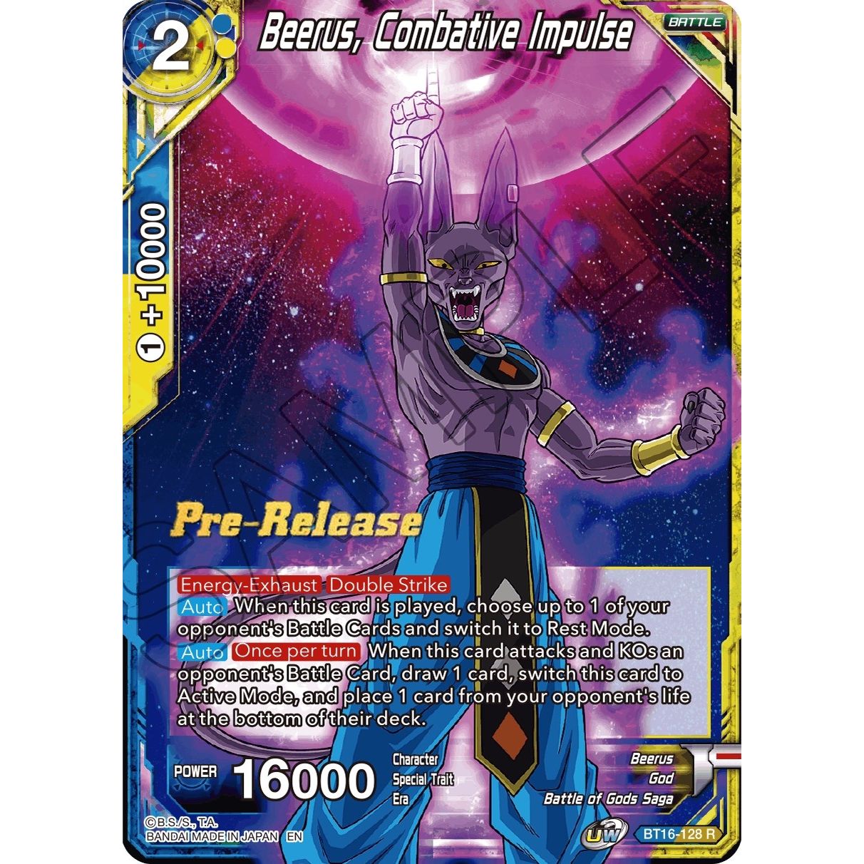 Image for Beerus, Combative Impulse (BT16-128) (DBS-B16PRE) - Dragon Ball Super: Masters