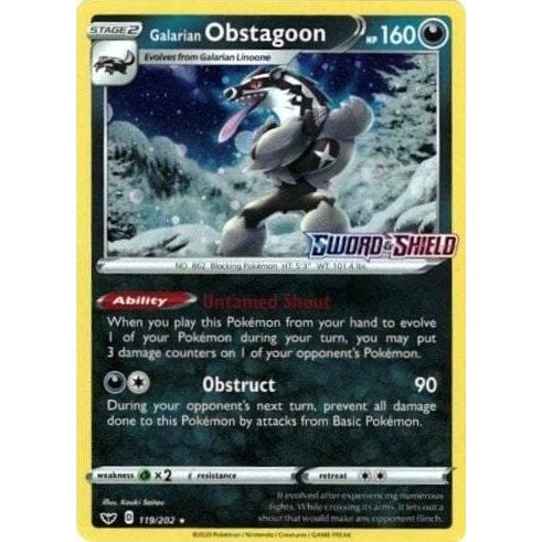 Image for Galarian Obstagoon - 119/202 (Cosmos Holo) (119/202) (MCAP) - Pokemon