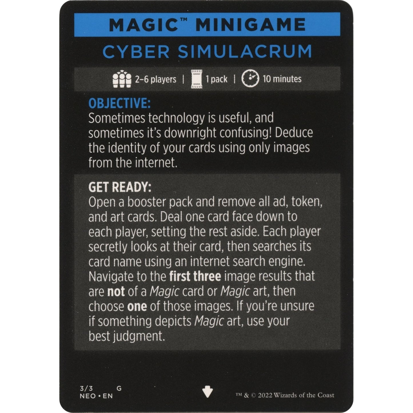 Image for Magic Minigame: Cyber Simulacrum (3) (NEO) - Magic: The Gathering