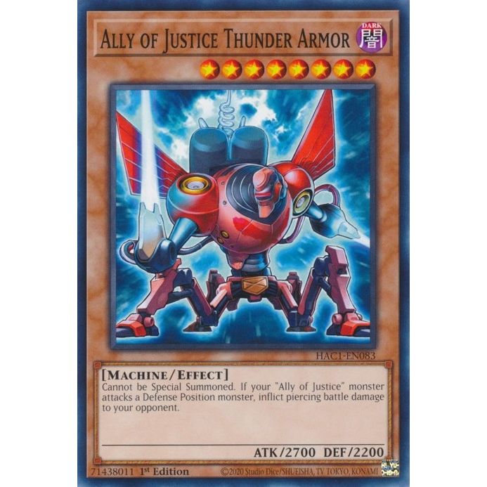 Image for Ally of Justice Thunder Armor (HAC1-EN083) (HAC1) - YuGiOh
