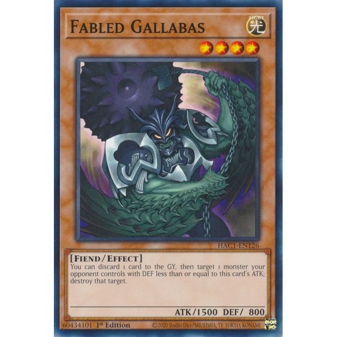 Image for Fabled Gallabas (HAC1-EN126) (HAC1) - YuGiOh
