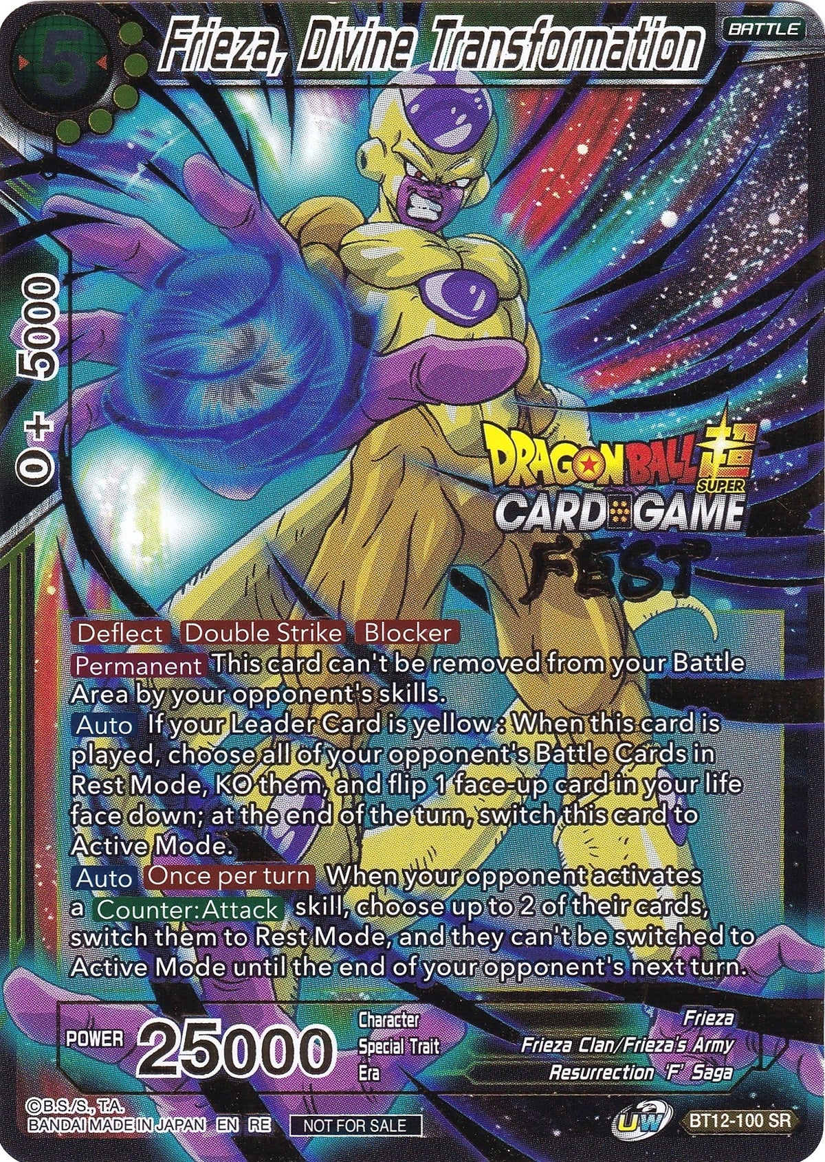 Image for Frieza, Divine Transformation (Card Game Fest 2022) (BT12-100) (TPR) - Dragon Ball Super: Masters