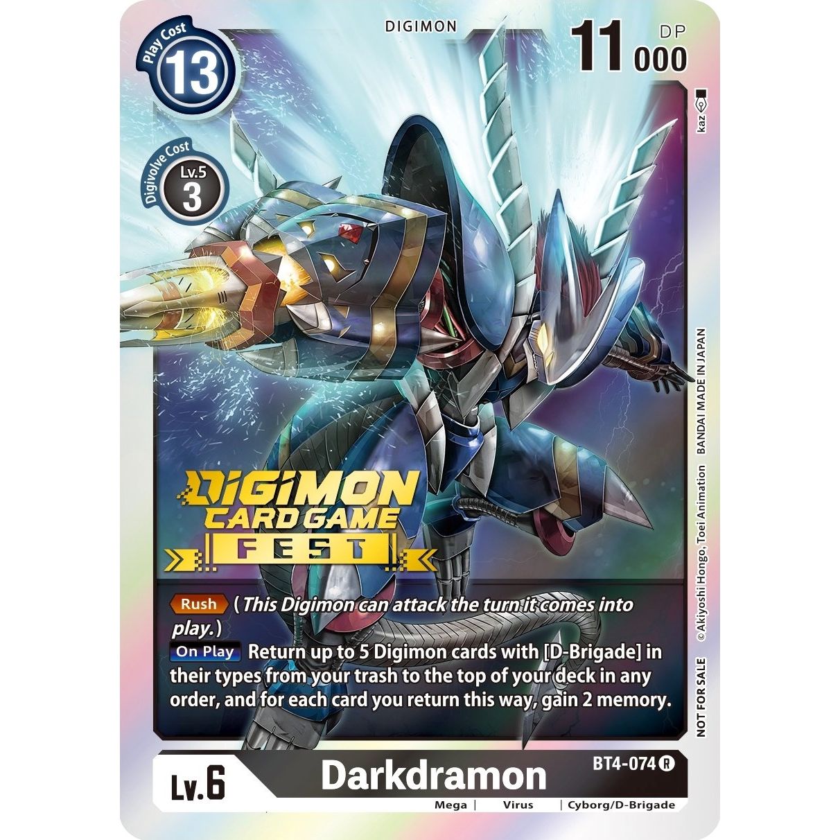 Image for Darkdramon (Digimon Card Game Fest 2022) (BT4-074 R) (BT04) - Digimon Card Game