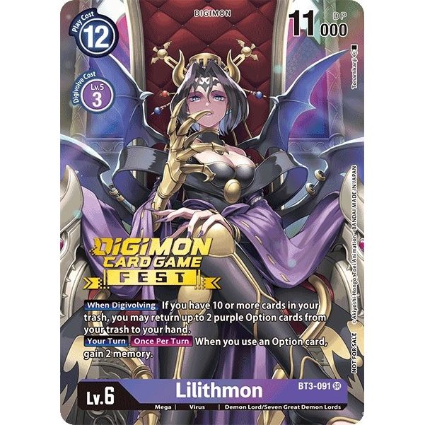 Image for Lilithmon (Digimon Card Game Fest 2022) (BT3-091 SR) (BT01-03A) - Digimon Card Game