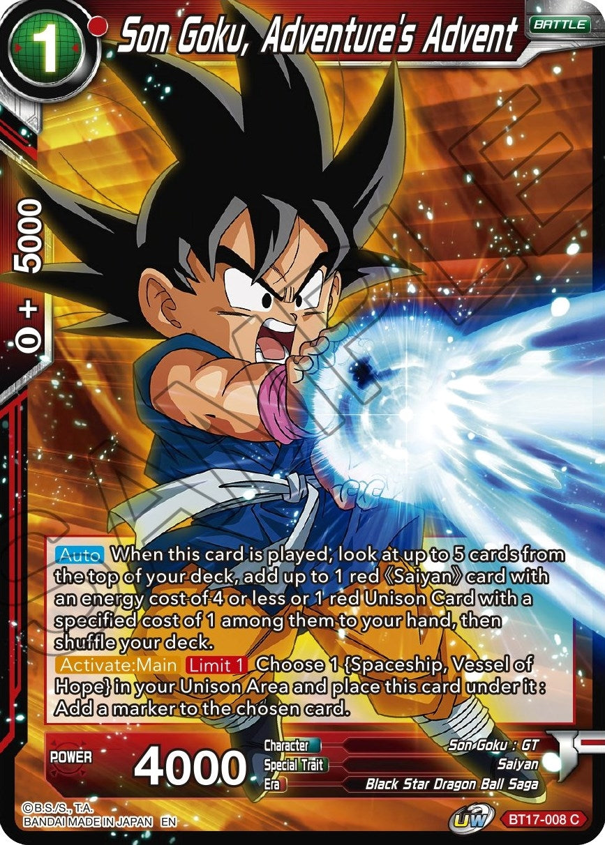 Image for Son Goku, Adventure's Advent (BT17-008) (DBS-B17) - Dragon Ball Super: Masters
