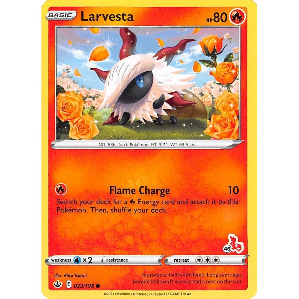 Image for Larvesta - 023/198 (#46 Cinderace Stamped) (023/198) (BA22) - Pokemon