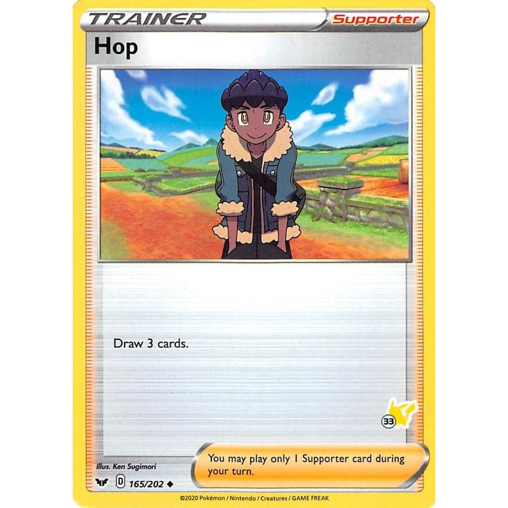 Image for Hop - 165/202 (#33 Pikachu Stamped) (165/202) (BA22) - Pokemon