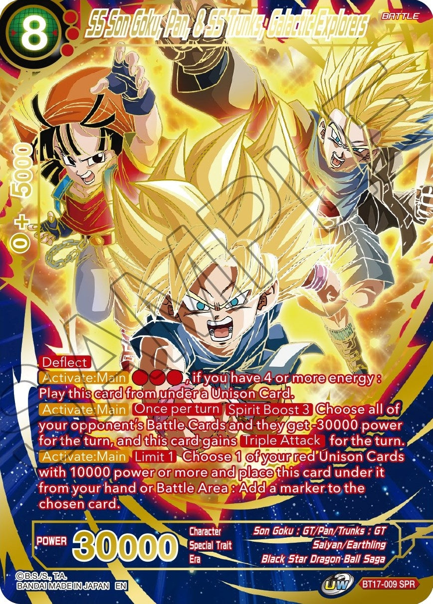 Image for SS Son Goku, Pan, & SS Trunks, Galactic Explorers (SPR) (BT17-009) (DBS-B17) - Dragon Ball Super: Masters