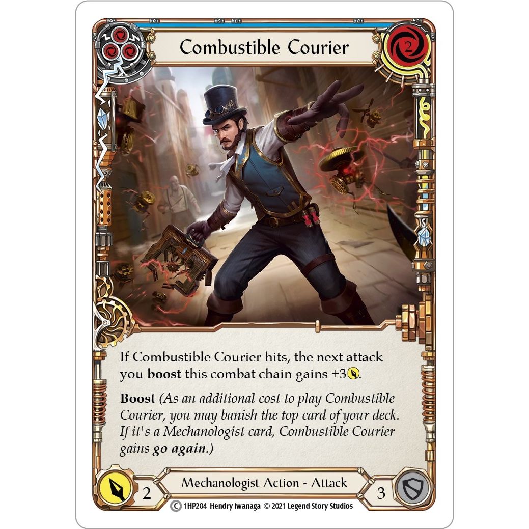 Image for Combustible Courier (Blue) (1HP204) (1HP) - Flesh and Blood TCG