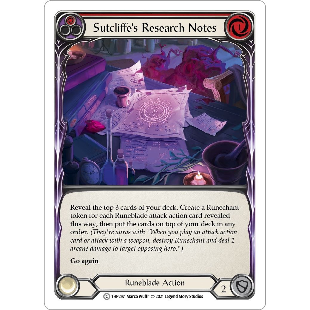 Image for Sutcliffe's Research Notes (Red) (1HP297) (1HP) - Flesh and Blood TCG