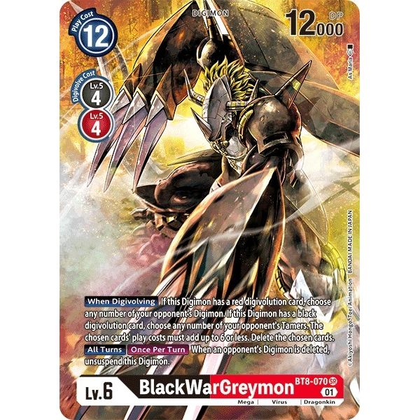 Image for BlackWarGreymon (Alternate Art) (BT8-070 SR) (BT08) - Digimon Card Game