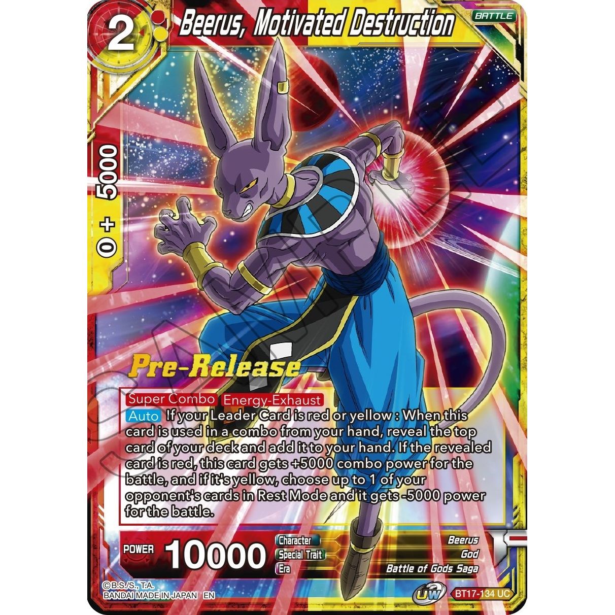 Image for Beerus, Motivated Destruction (BT17-134) (DBS-B17PRE) - Dragon Ball Super: Masters