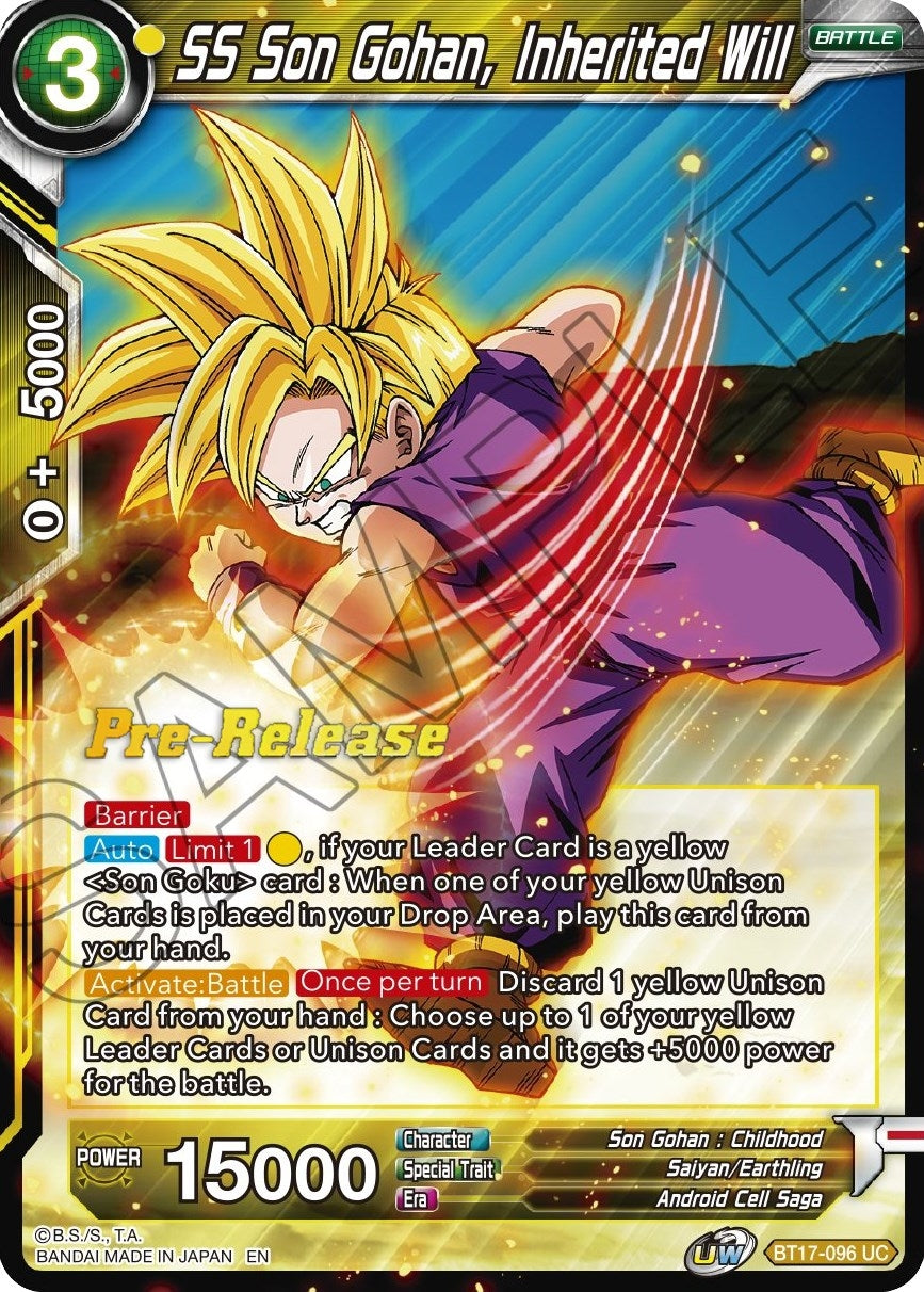 Image for SS Son Gohan, Inherited Will (BT17-096) (DBS-B17PRE) - Dragon Ball Super: Masters