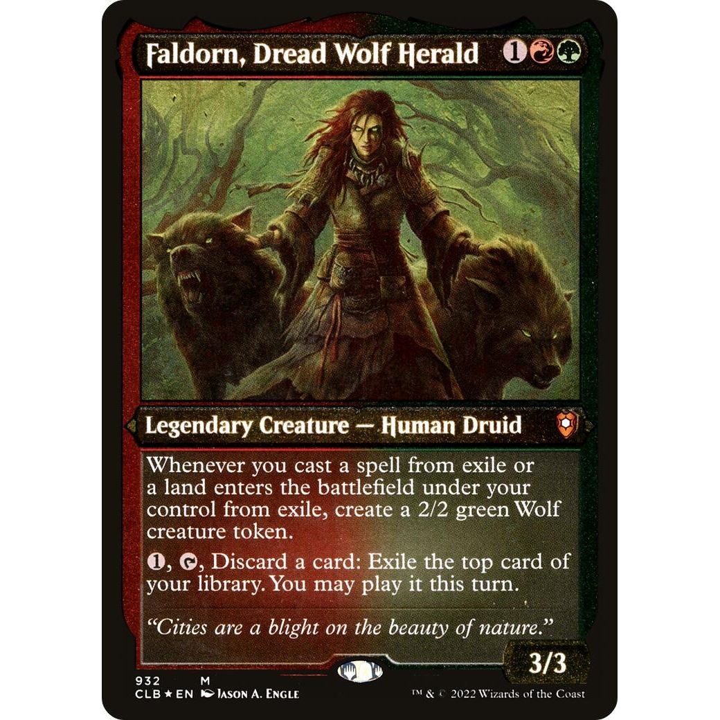 Image for Faldorn, Dread Wolf Herald (Display Commander) - Thick Stock (932) (CLB) - Magic: The Gathering