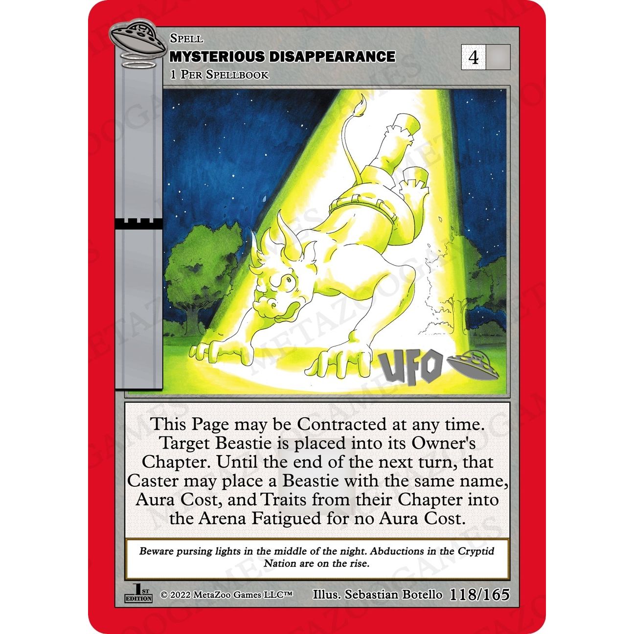 Image for Mysterious Disappearance (118/165) (UFOFE-SP) - MetaZoo