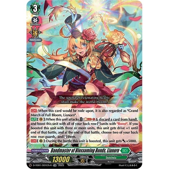 Image for Bandmaster of Blossoming Bonds, Lianorn (Foil) (D-TD01/001EN-R) (D-TD01) - Cardfight Vanguard