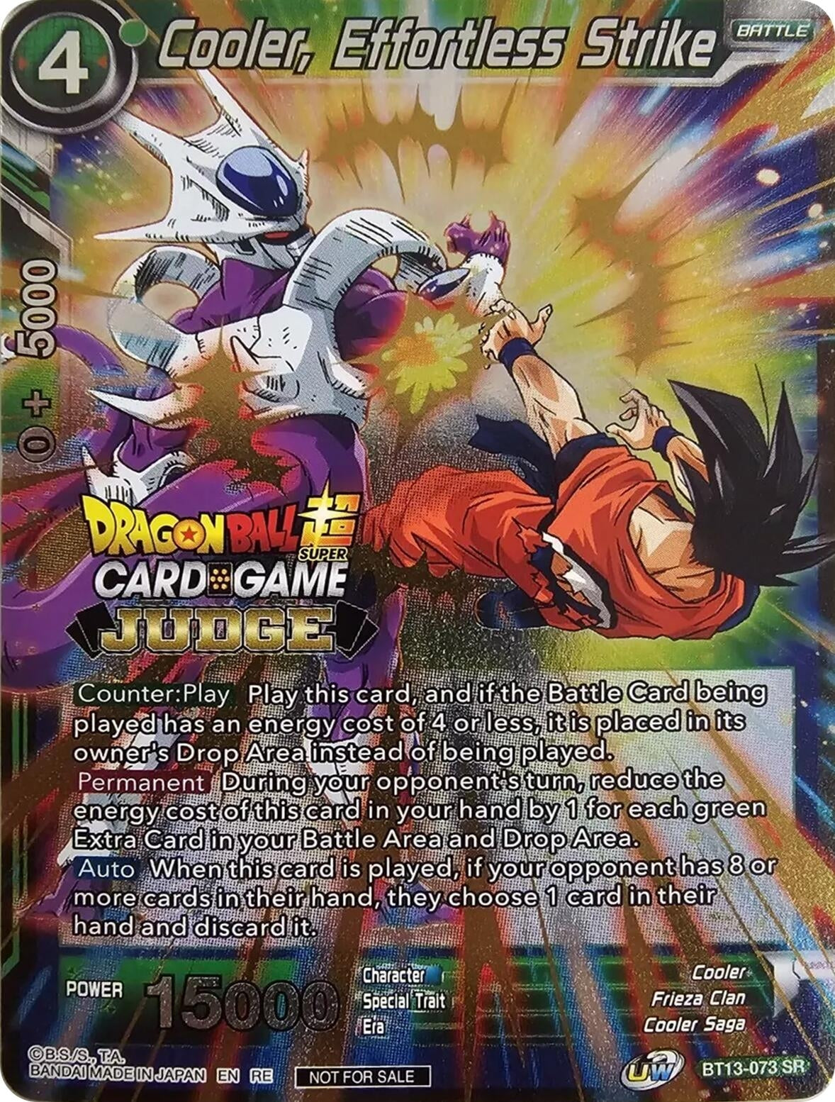 Image for Cooler, Effortless Strike (Judge Pack Vol.12) (BT13-073) (TPR) - Dragon Ball Super: Masters