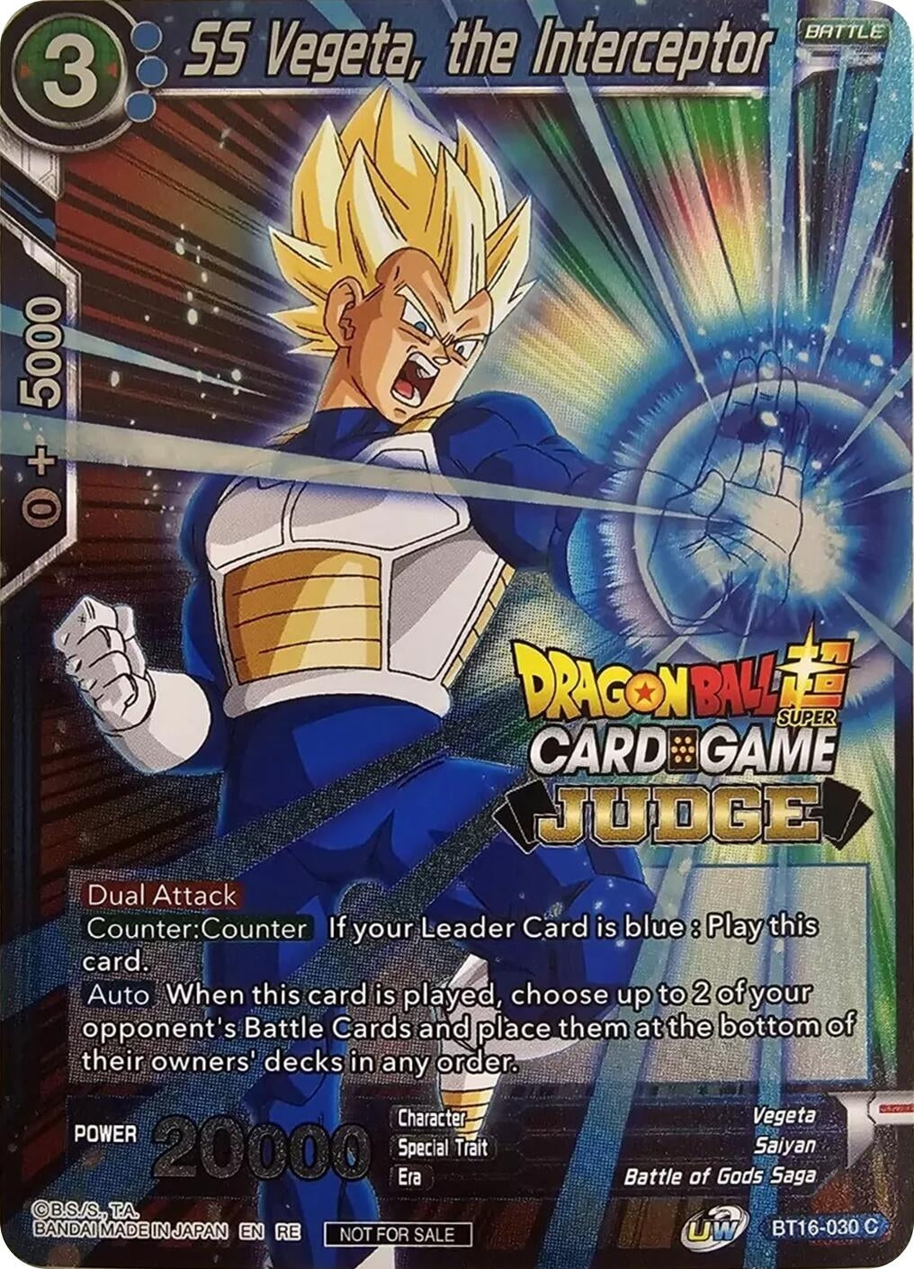 Image for SS Vegeta, the Interceptor (Judge Pack Vol.12) (BT16-030) (TPR) - Dragon Ball Super: Masters