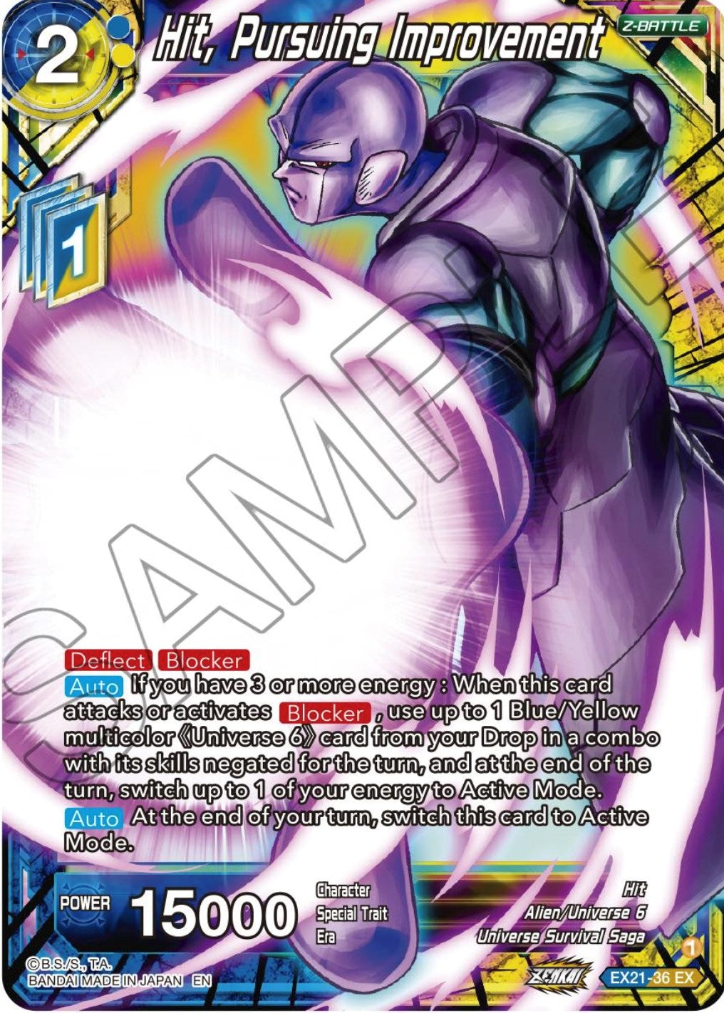 Image for Hit, Pursuing Improvement (EX21-36) (DBS-BE21) - Dragon Ball Super: Masters