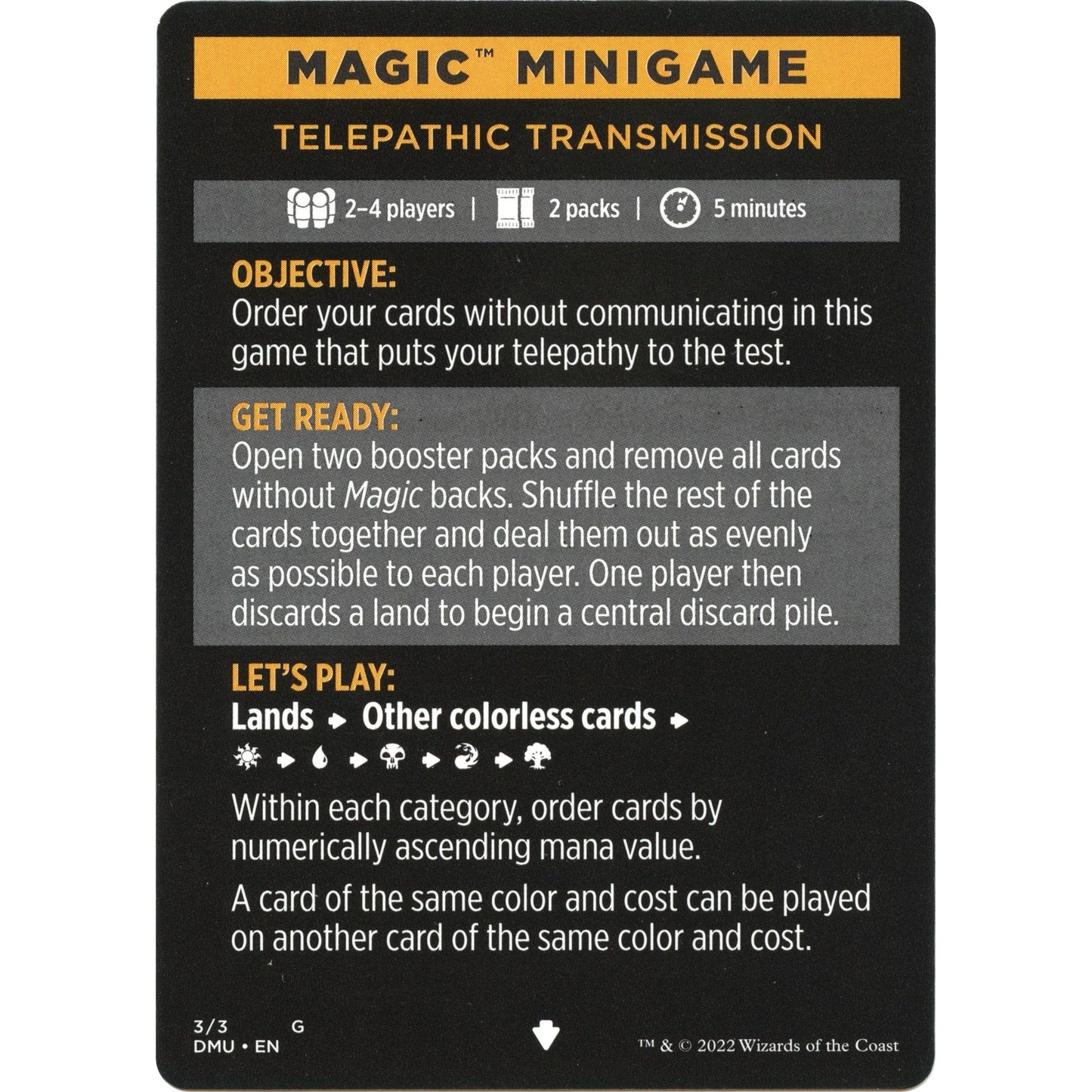 Image for Magic Minigame: Telepathic Transmission (3) (DMU) - Magic: The Gathering