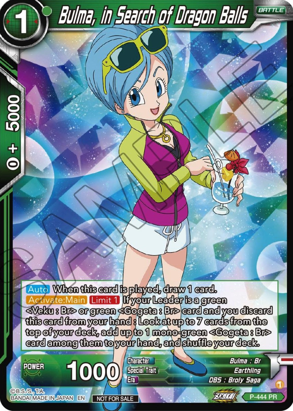 Image for Bulma, In Search of Dragon Balls (Zenkai Series Tournament Pack Vol.2) (P-444) (TPR) - Dragon Ball Super: Masters