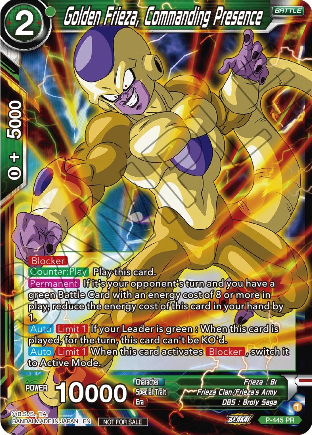 Image for Golden Frieza, Commanding Presence (Zenkai Series Tournament Pack Vol.2) (P-445) (TPR) - Dragon Ball Super: Masters