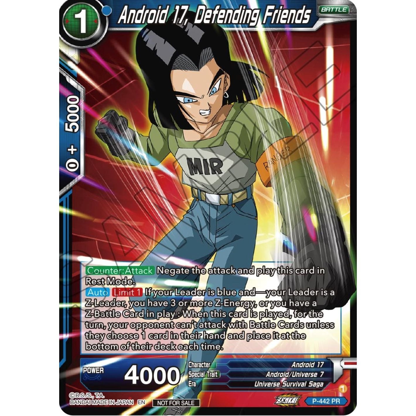 Image for Android 17, Defending Friends (Zenkai Series Tournament Pack Vol.2) (P-442) (TPR) - Dragon Ball Super: Masters