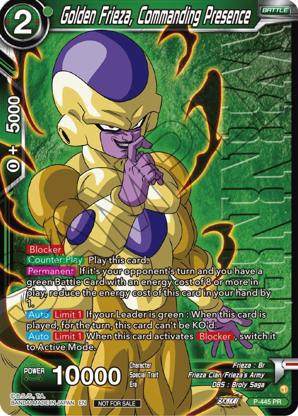 Image for Golden Frieza, Commanding Presence (Winner) (P-445) (TPR) - Dragon Ball Super: Masters