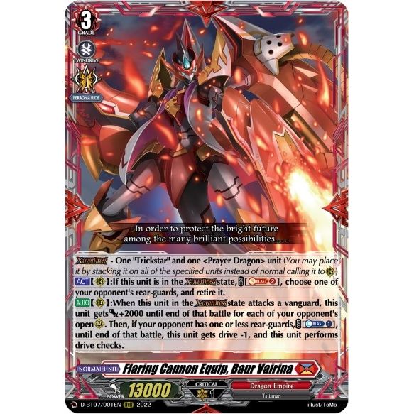 Image for Flaring Cannon Equip, Baur Vairina (D-BT07/001EN) (D-BT07) - Cardfight Vanguard