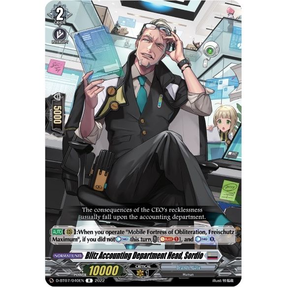 Image for Blitz Accounting Department Head, Sordio (D-BT07/040EN) (D-BT07) - Cardfight Vanguard