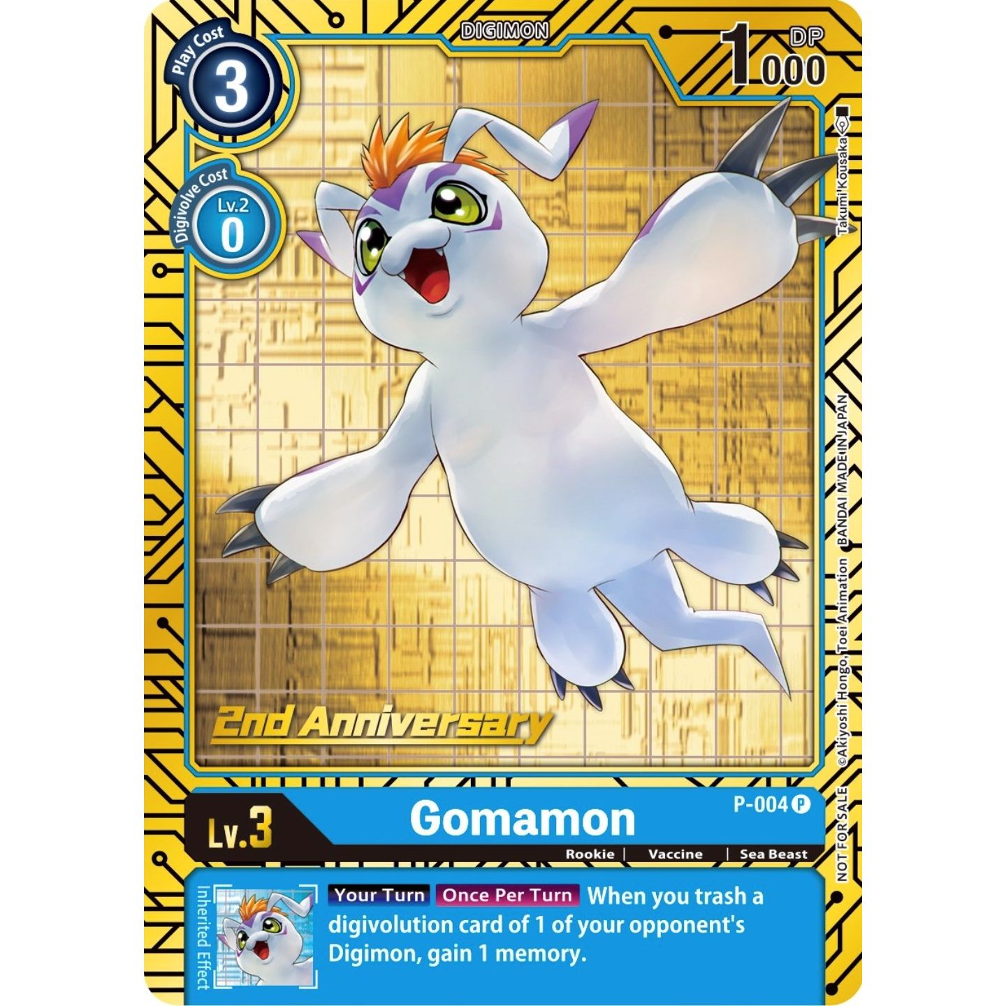 Image for Gomamon - P-004 (2nd Anniversary Card Set) (P-004 P) (D-PR) - Digimon Card Game