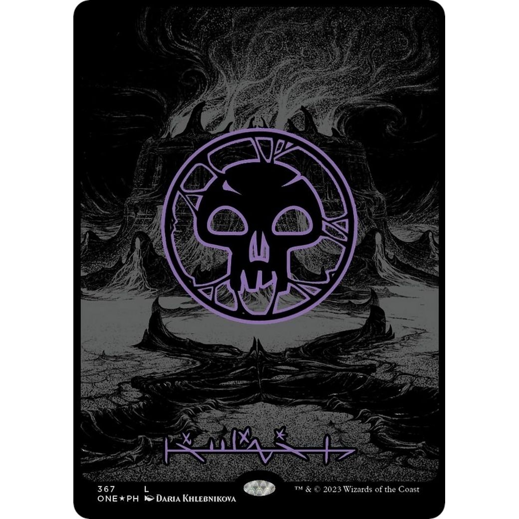 Image for Swamp (Phyrexian) - Full Art (Oil Slick Raised Foil) (367) (ONE) - Magic: The Gathering