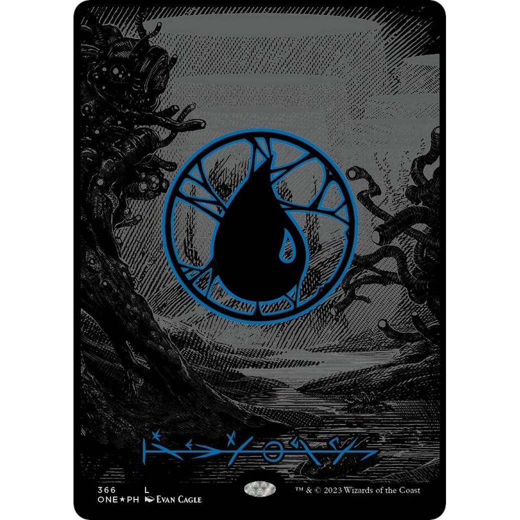 Image for Island (Phyrexian) - Full Art (Oil Slick Raised Foil) (366) (ONE) - Magic: The Gathering