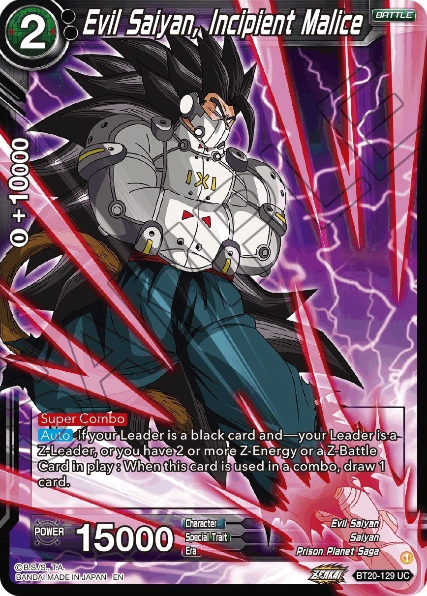 Image for Evil Saiyan, Incipient Malice (BT20-129) (DBS-B20) - Dragon Ball Super: Masters