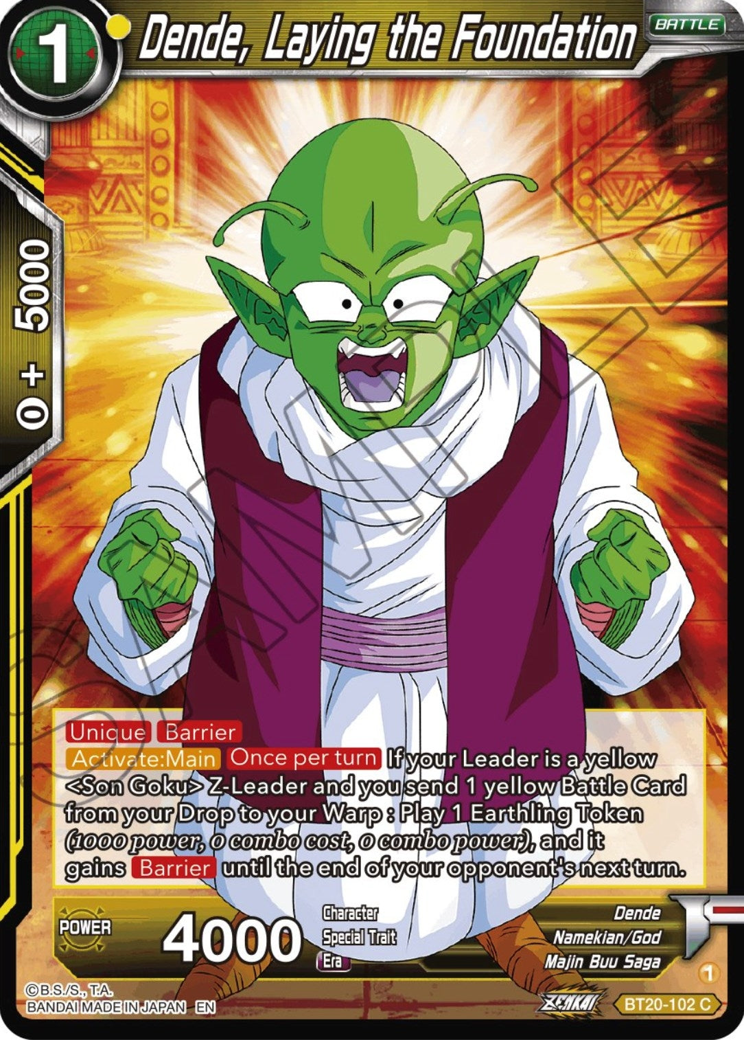 Image for Dende, Laying the Foundation (BT20-102) (DBS-B20) - Dragon Ball Super: Masters