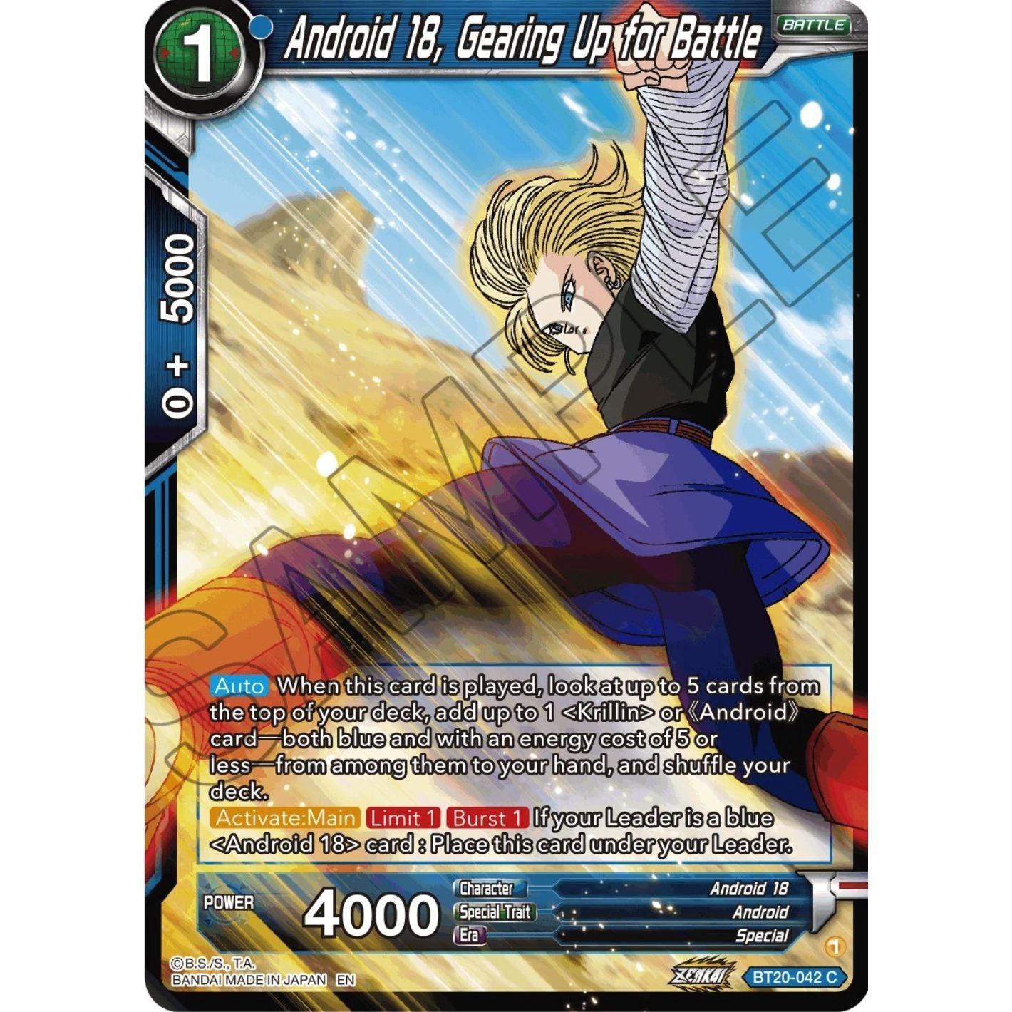 Image for Android 18, Gearing Up for Battle (BT20-042) (DBS-B20) - Dragon Ball Super: Masters