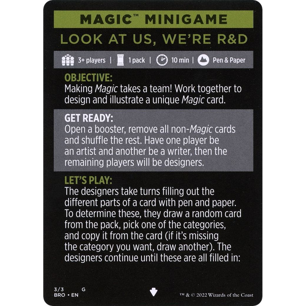 Image for Magic Minigame: Look at Us, We're R&D (3) (BRO) - Magic: The Gathering