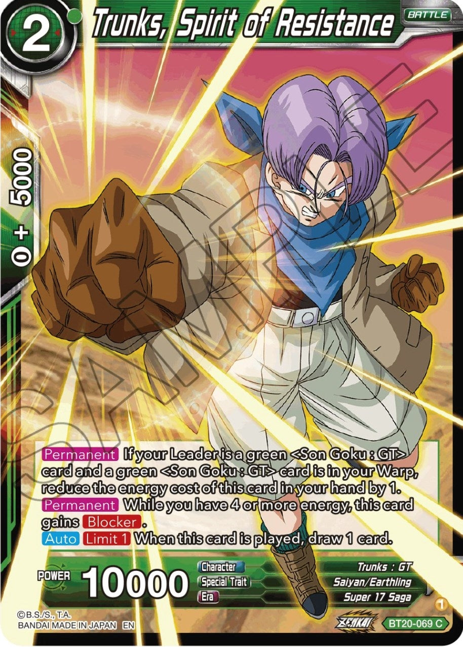 Image for Trunks, Spirit of Resistance (BT20-069) (DBS-B20) - Dragon Ball Super: Masters