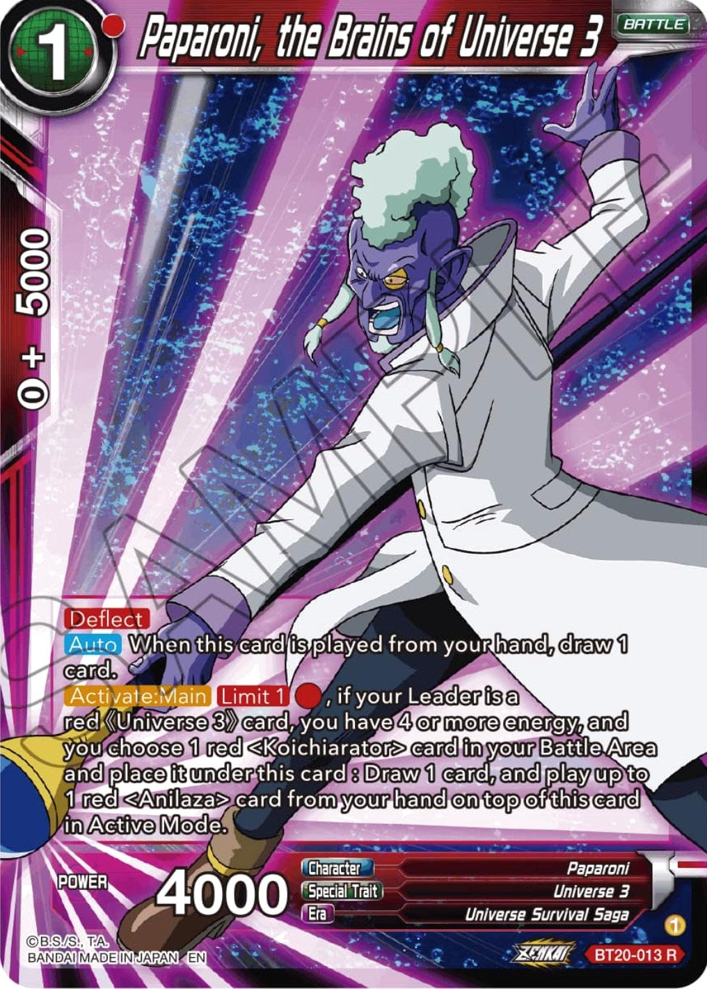 Image for Paparoni, the Brains of Universe 3 (BT20-013) (DBS-B20) - Dragon Ball Super: Masters
