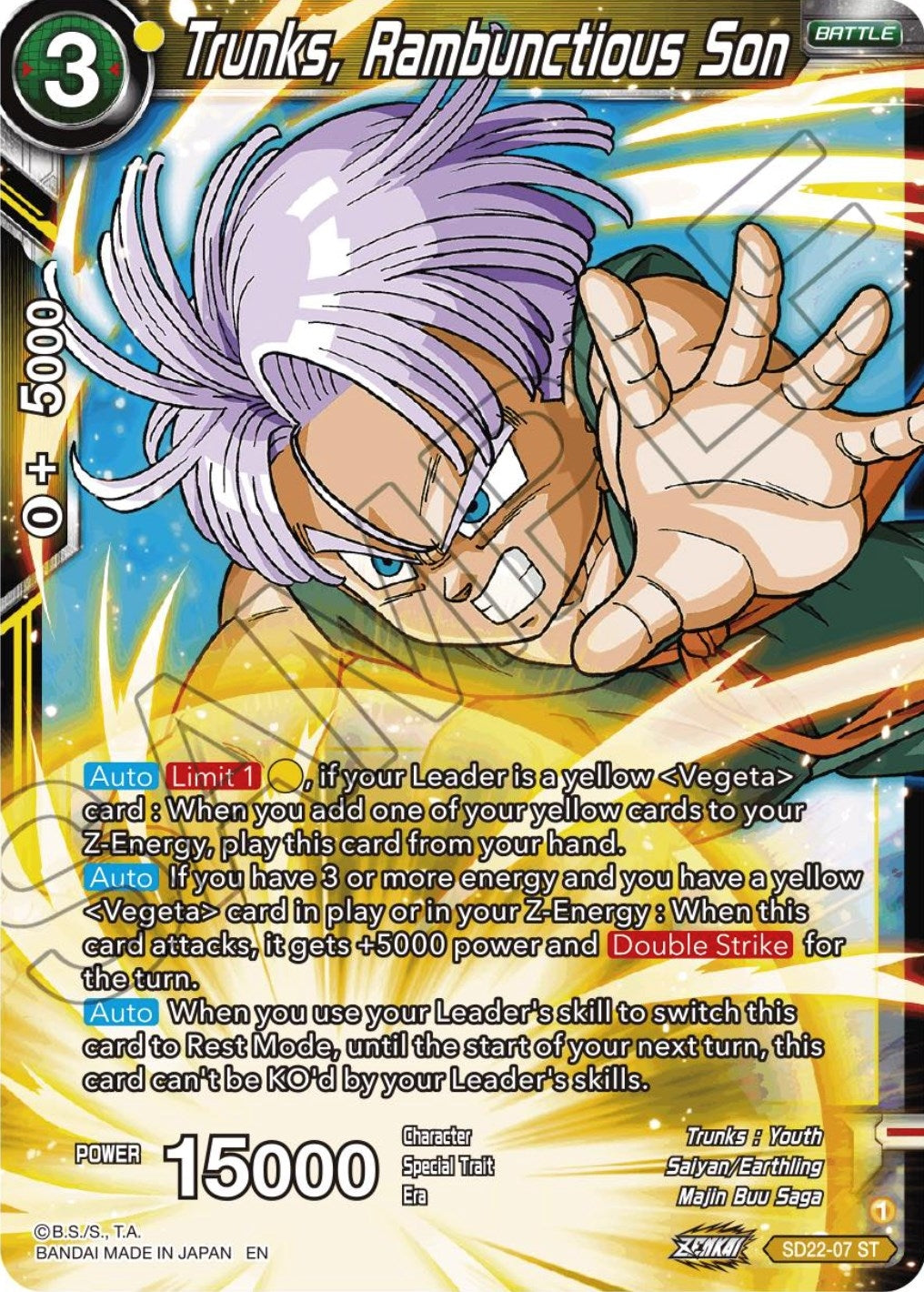 Image for Trunks, Rambunctious Son (SD22-07) (DBS-B20) - Dragon Ball Super: Masters
