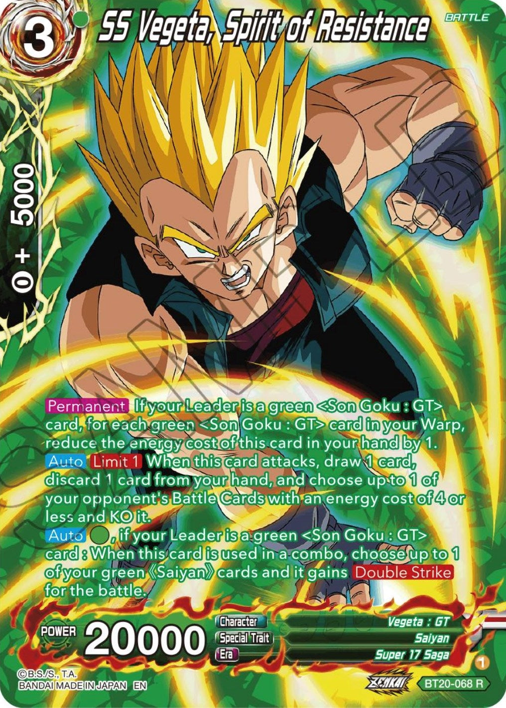 Image for SS Vegeta, Spirit of Resistance (Silver Foil) (BT20-068) (DBS-B20) - Dragon Ball Super: Masters