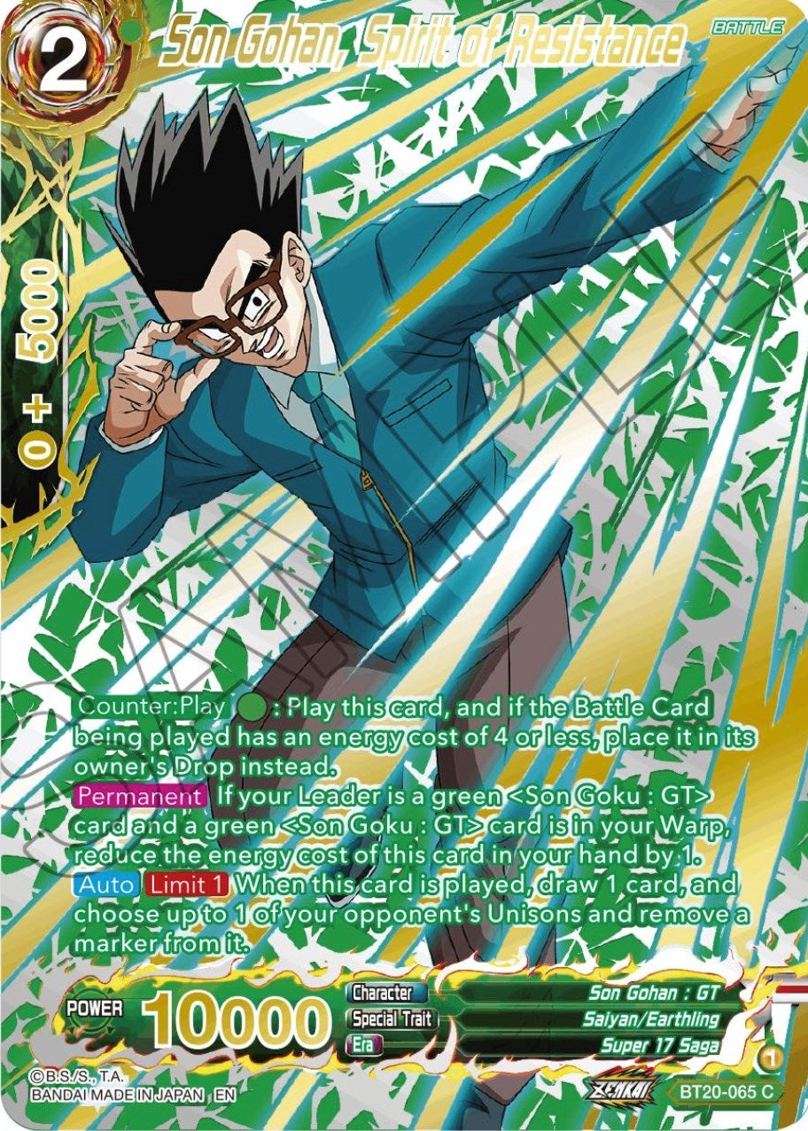 Image for Son Gohan, Spirit of Resistance (Gold-Stamped) (BT20-065) (DBS-B20) - Dragon Ball Super: Masters