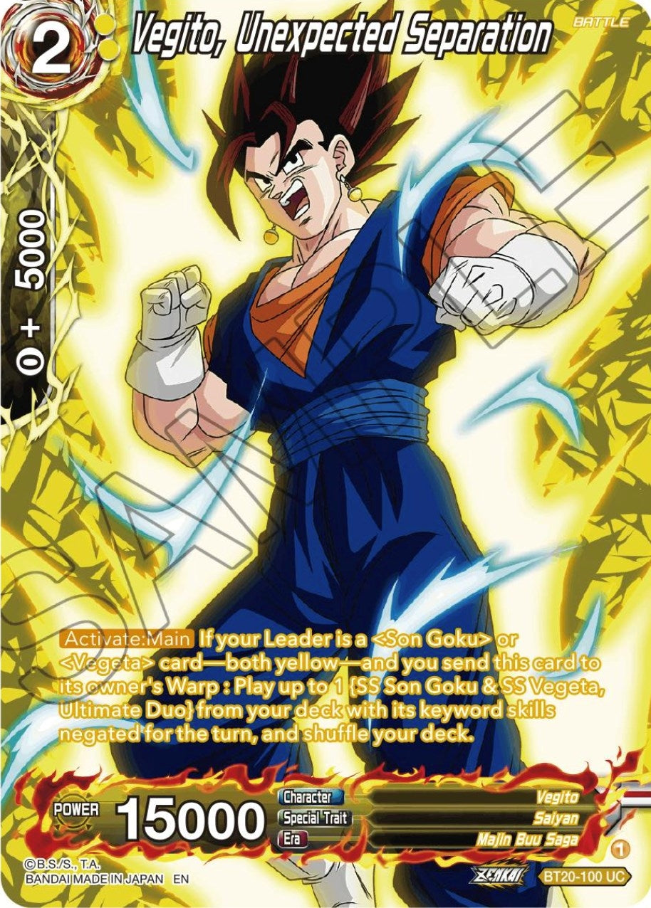 Image for Vegito, Unexpected Separation (Silver Foil) (BT20-100) (DBS-B20) - Dragon Ball Super: Masters