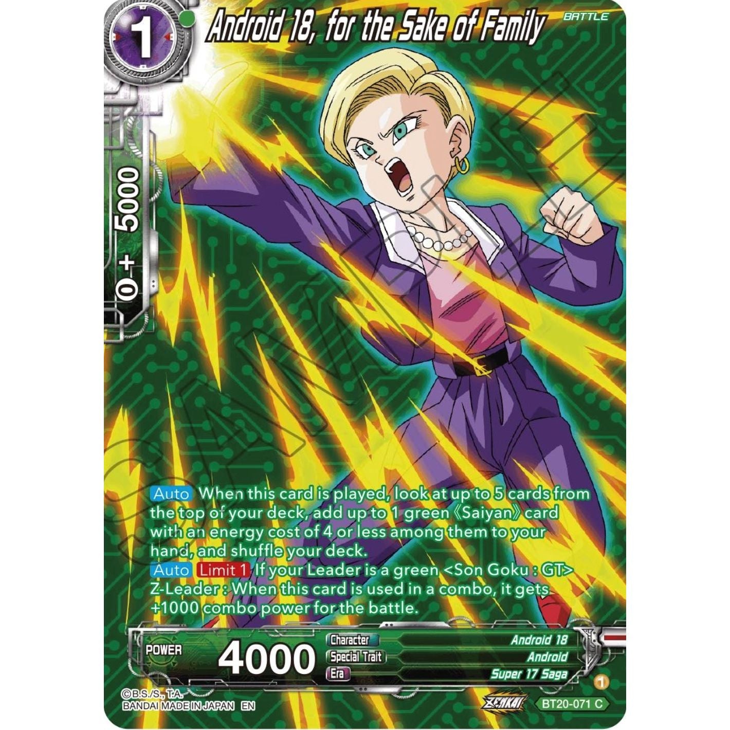 Image for Android 18, for the Sake of Family (Silver Foil) (BT20-071) (DBS-B20) - Dragon Ball Super: Masters