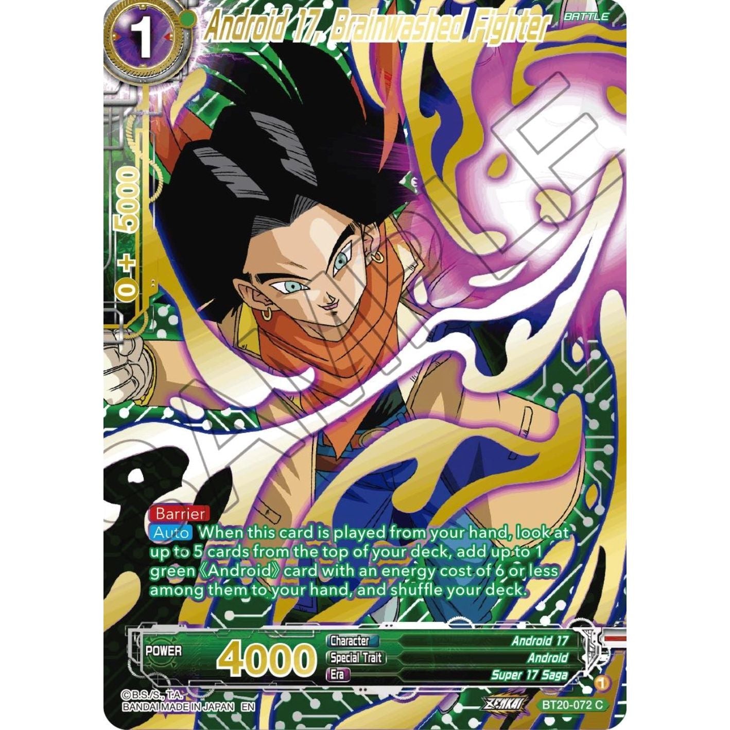 Image for Android 17, Brainwashed Fighter (Gold-Stamped) (BT20-072) (DBS-B20) - Dragon Ball Super: Masters