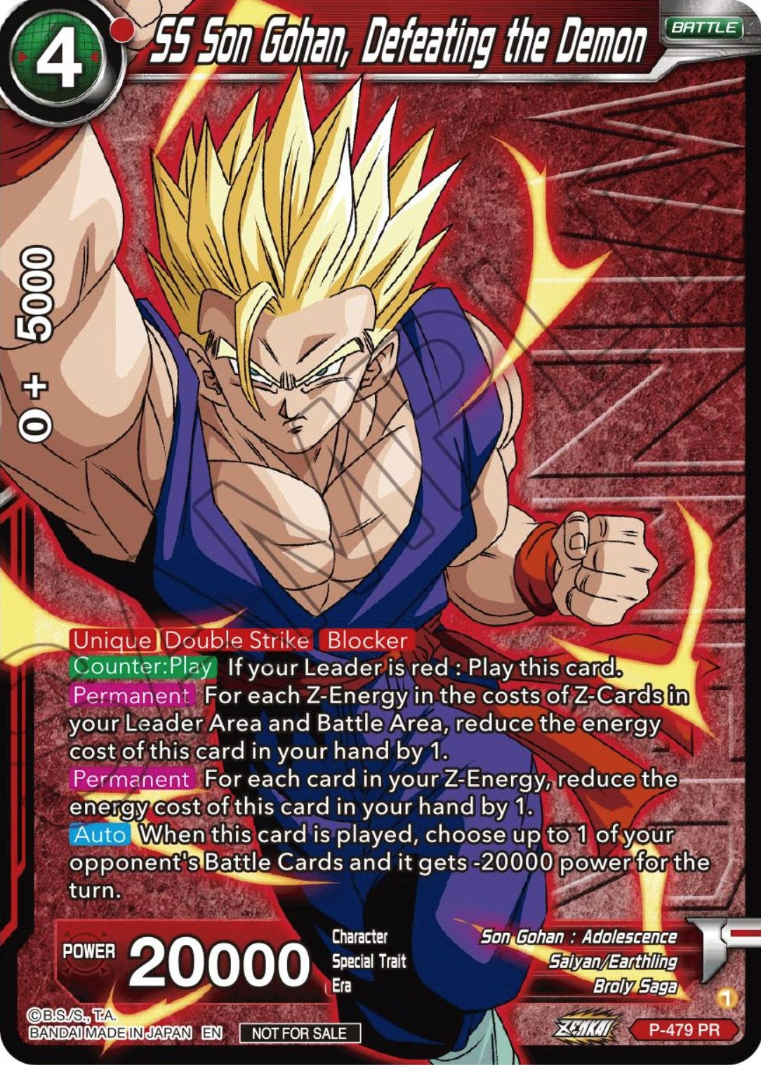 Image for SS Son Gohan, Defeating the Demon (Zenkai Series Tournament Pack Vol.3 Winner) (P-479) (TPR) - Dragon Ball Super: Masters