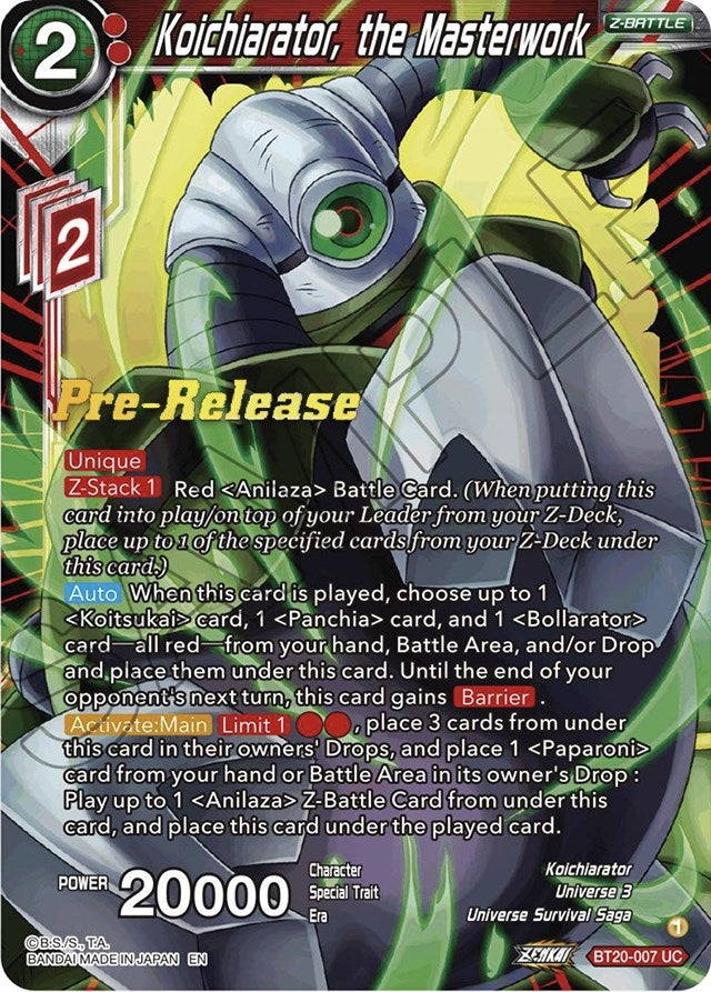 Image for Koichiarator, the Masterwork (BT20-007) (DBS-B20PRE) - Dragon Ball Super: Masters
