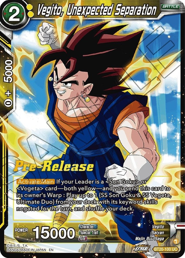 Image for Vegito, Unexpected Separation (BT20-100) (DBS-B20PRE) - Dragon Ball Super: Masters