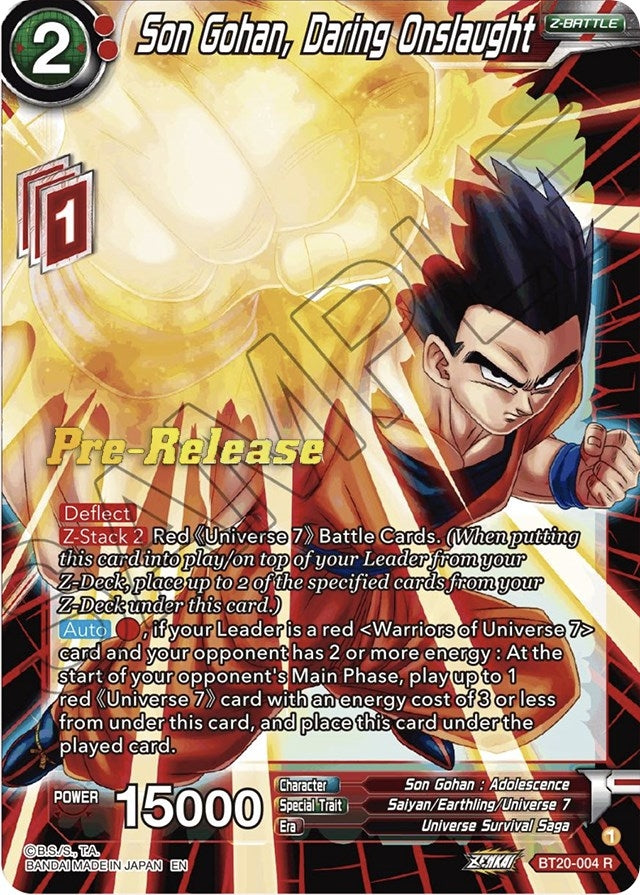 Image for Son Gohan, Daring Onslaught (BT20-004) (DBS-B20PRE) - Dragon Ball Super: Masters