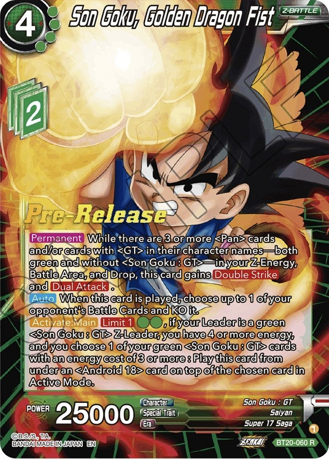 Image for Son Goku, Golden Dragon Fist (BT20-060) (DBS-B20PRE) - Dragon Ball Super: Masters